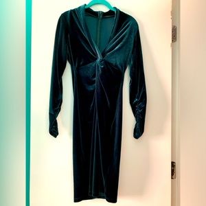 Elie Tahari Green Velvet Long Sleeve Dress, Size XS